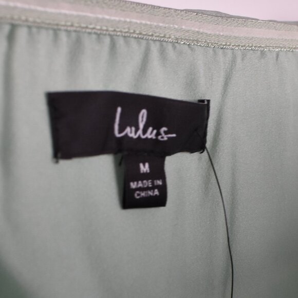 Lulu's Fairytale Design Sage Green Organza Strapless A-Line Midi Dress NEW - M - Picture 8 of 8